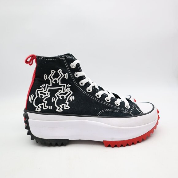Converse x Keith Haring Edition Run Star Hike Hi Black Red Men's 7 Women's 8.5 - Picture 1 of 10